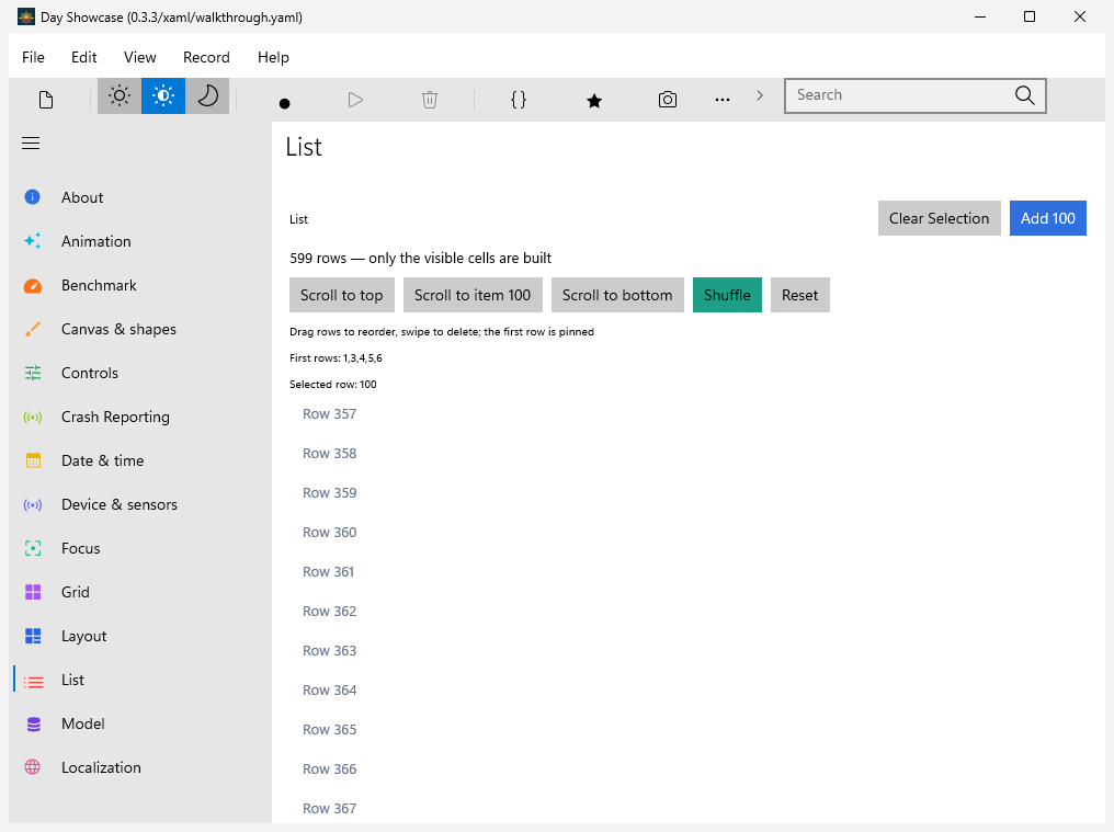 List · after a delete, Windows XAML