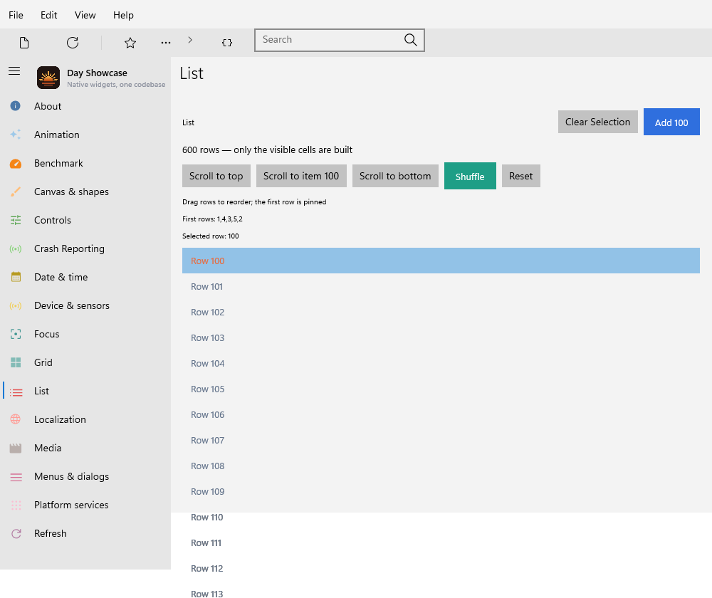 List Item 100 — Windows (XAML)