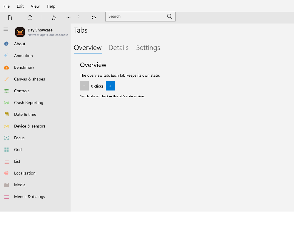 Tabs One — Windows (XAML)