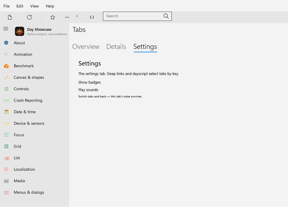 Tabs Three — Windows (XAML)