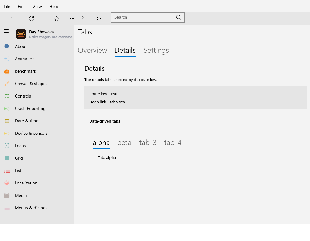 Tabs Two — Windows (XAML)