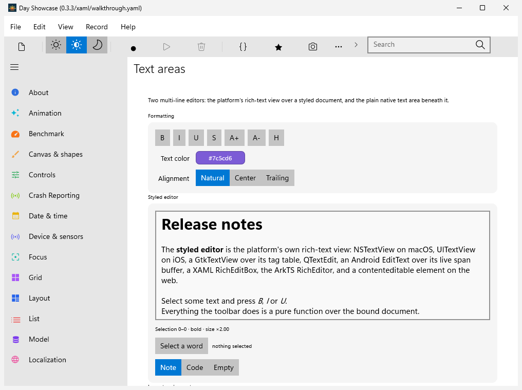 Live syntax highlighting, Windows XAML