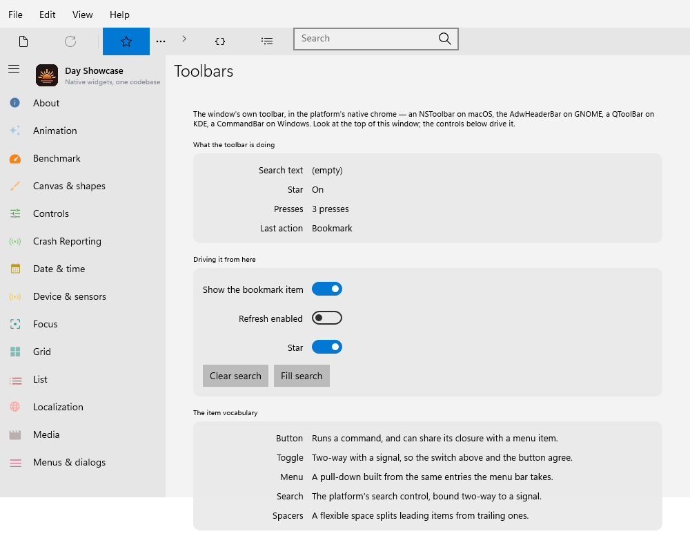 Toolbars — Windows (XAML)