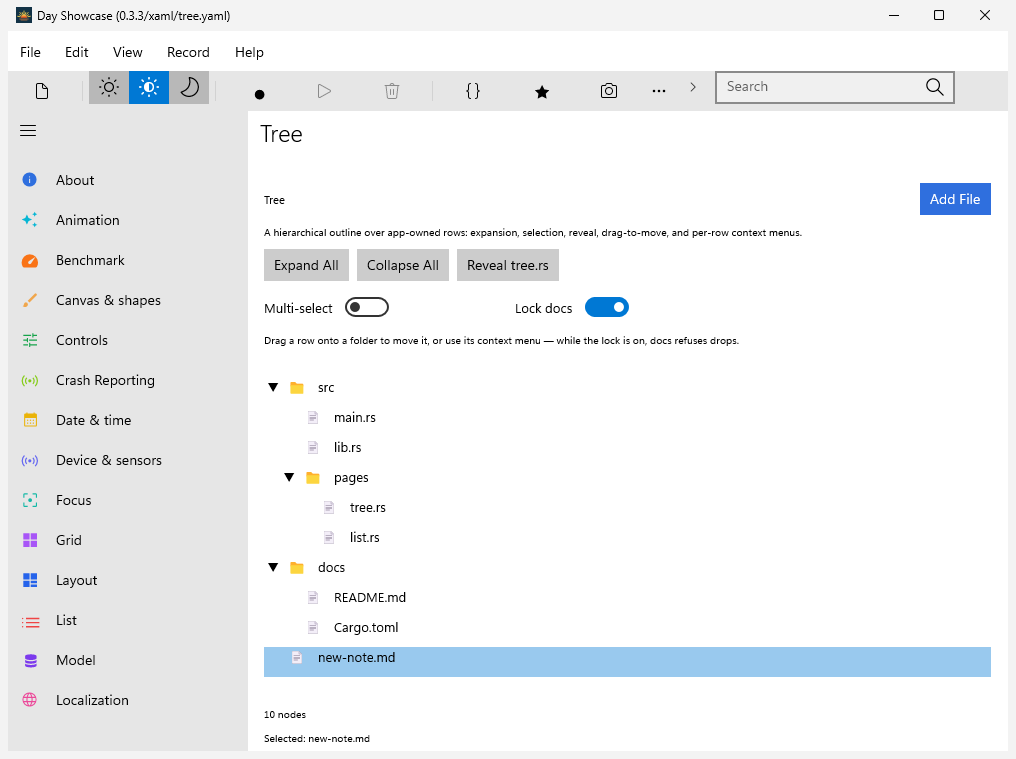 Tree · after the moves, Windows XAML