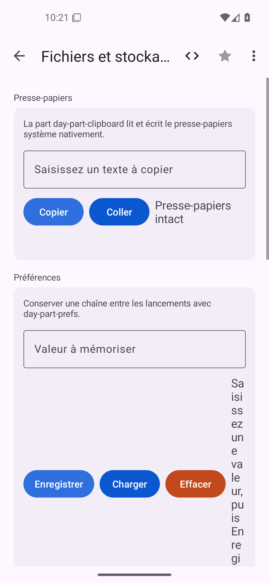 Fichiers et stockage — Android (Material) · Phone