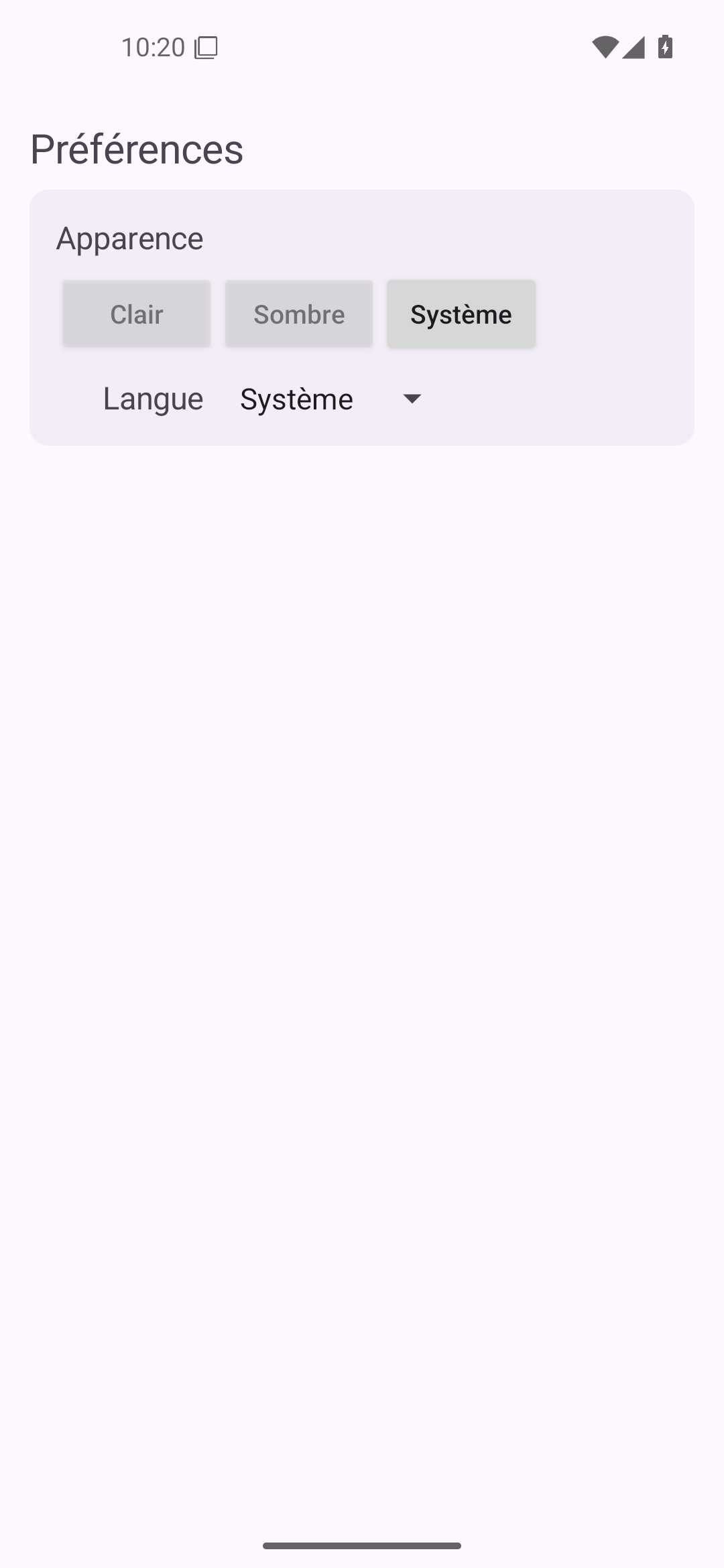 Menus et dialogues · fenêtre des préférences — Android (Material) · Phone