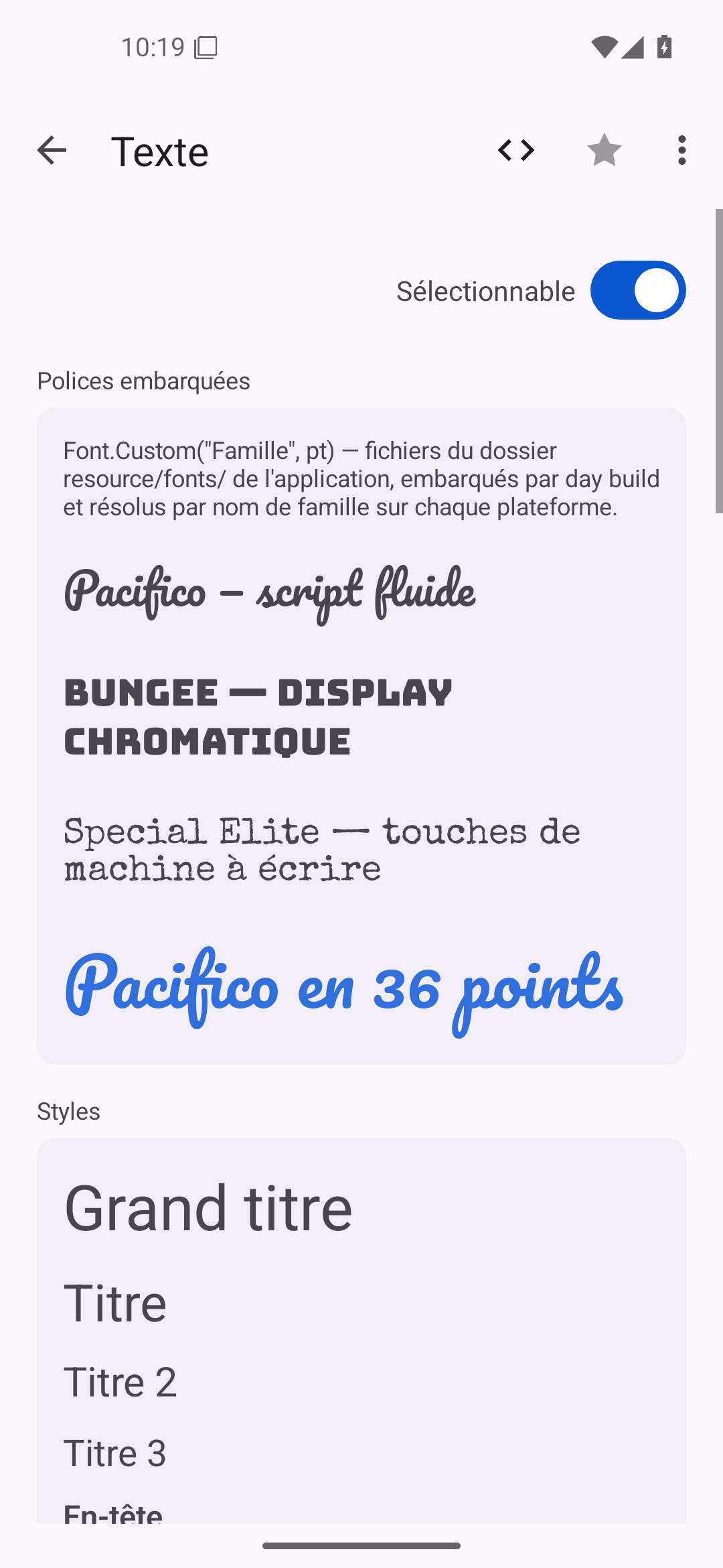 Texte — Android (Material) · Phone