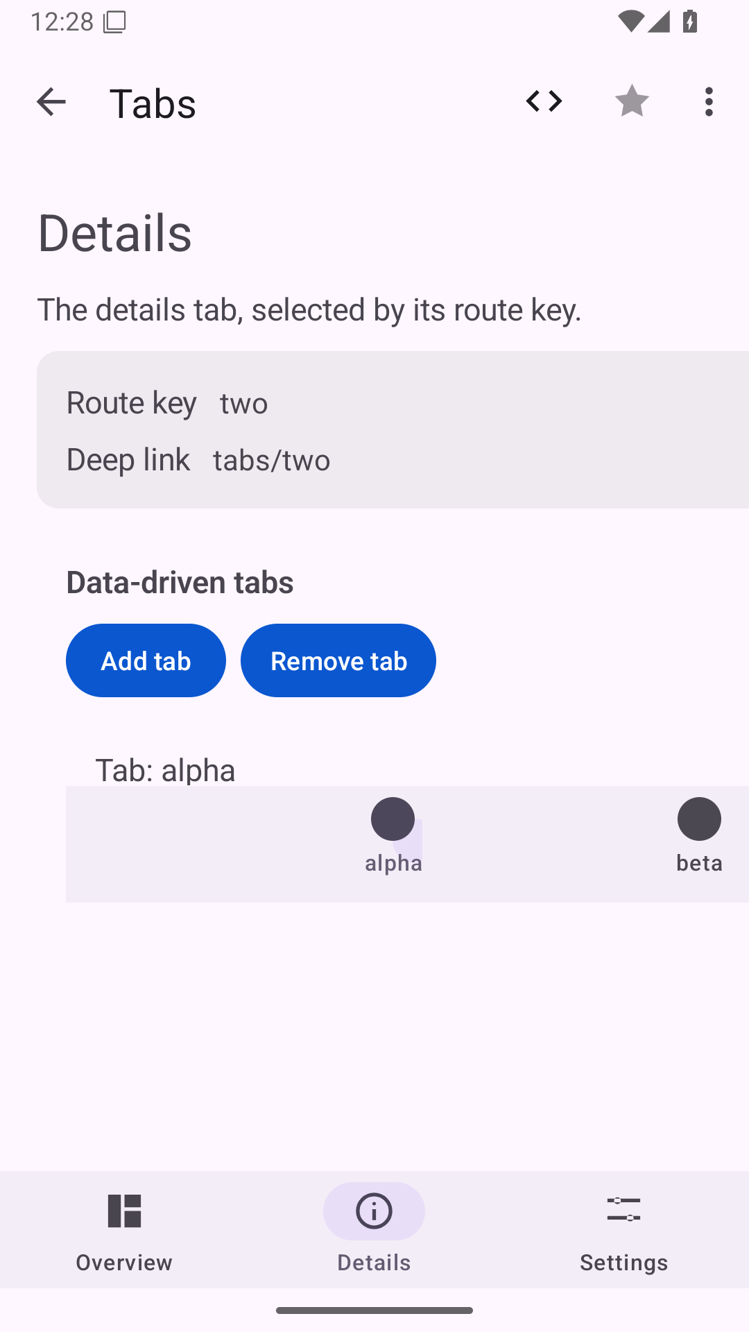 Dynamic tabs, Android Android