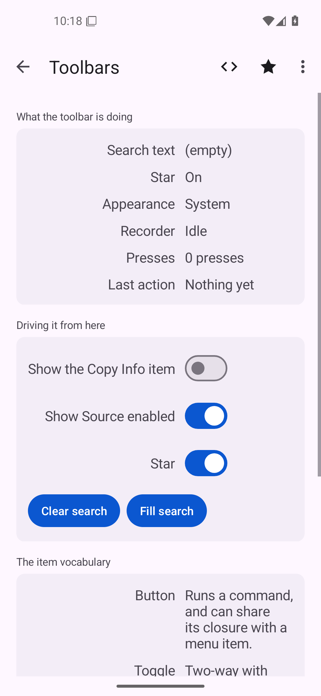 Toolbars — Android (Material) · Phone