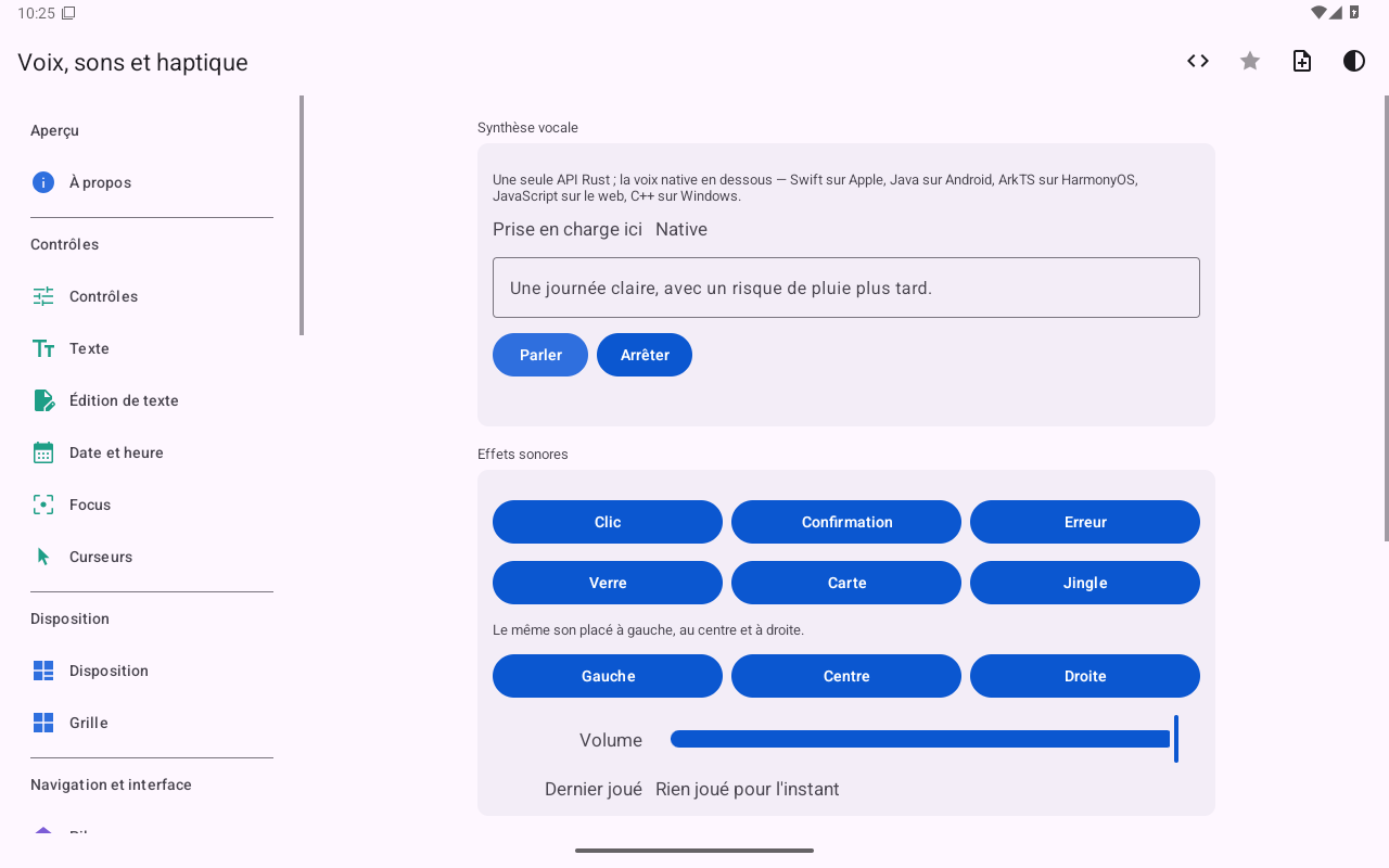 Voix — Android (Material) · Tablet