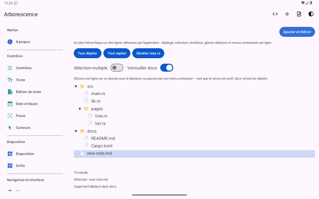 Arbre · après les déplacements — Android (Material) · Tablet