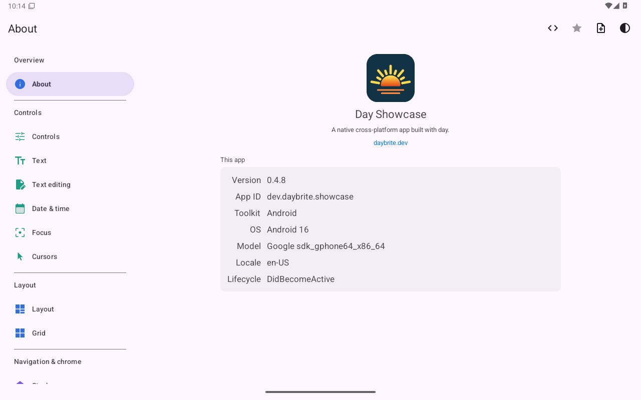 About — Android (Material) · Tablet