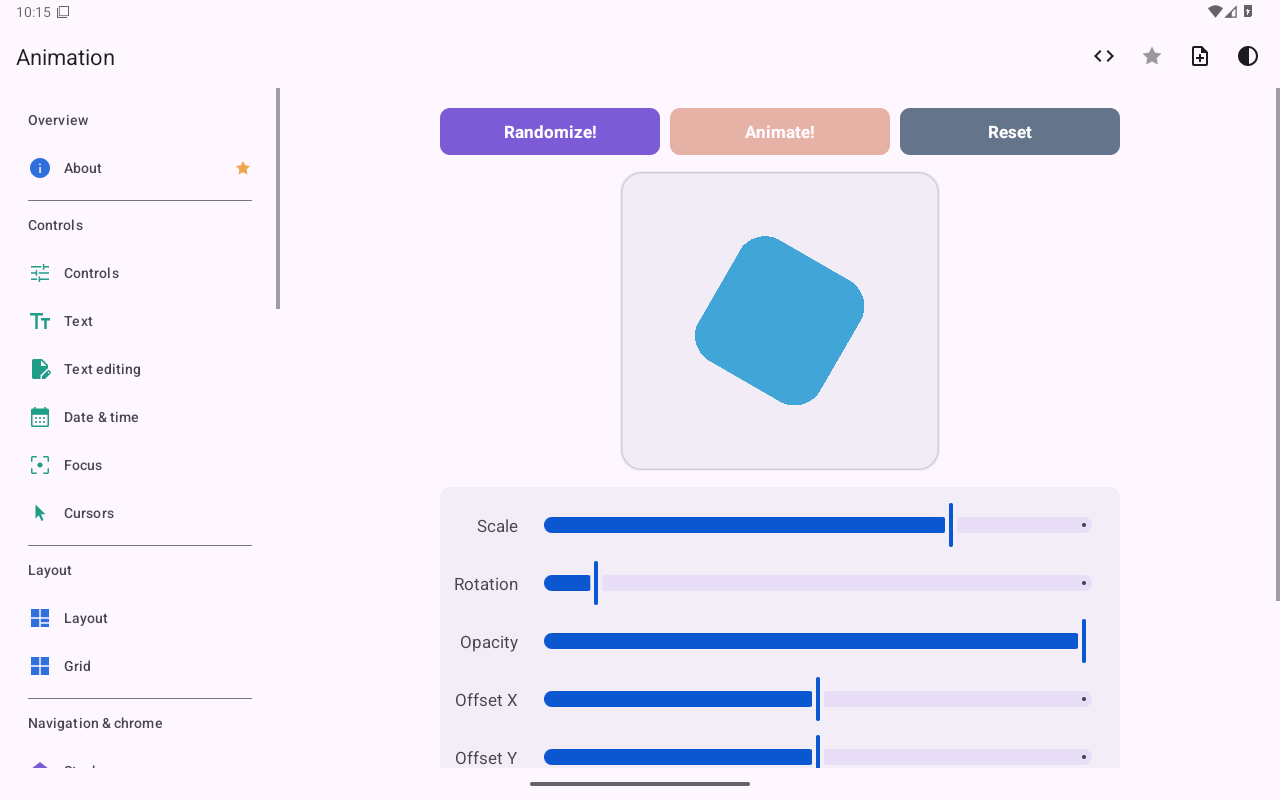 Animation — Android (Material) · Tablet