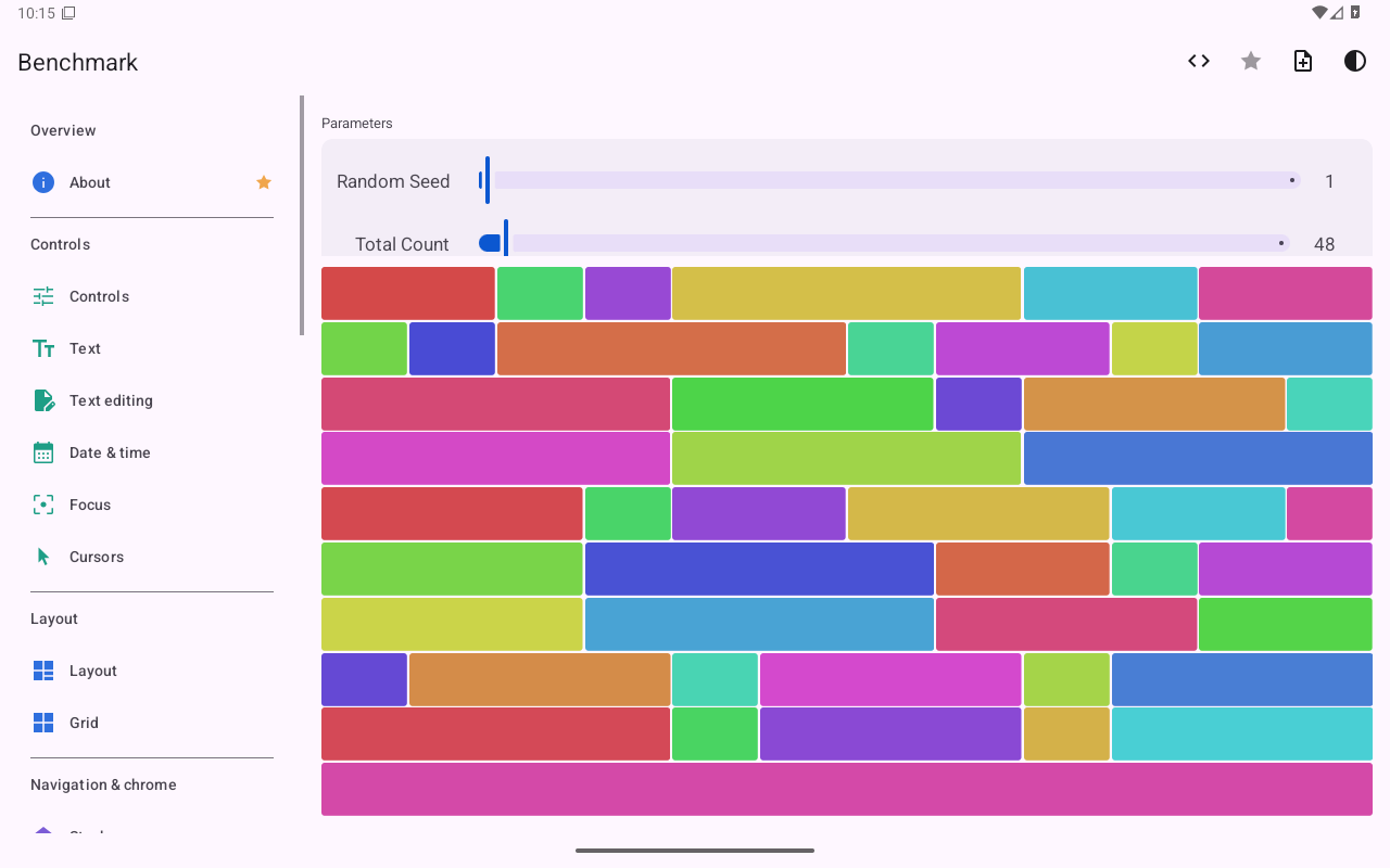 Benchmark — Android (Material) · Tablet