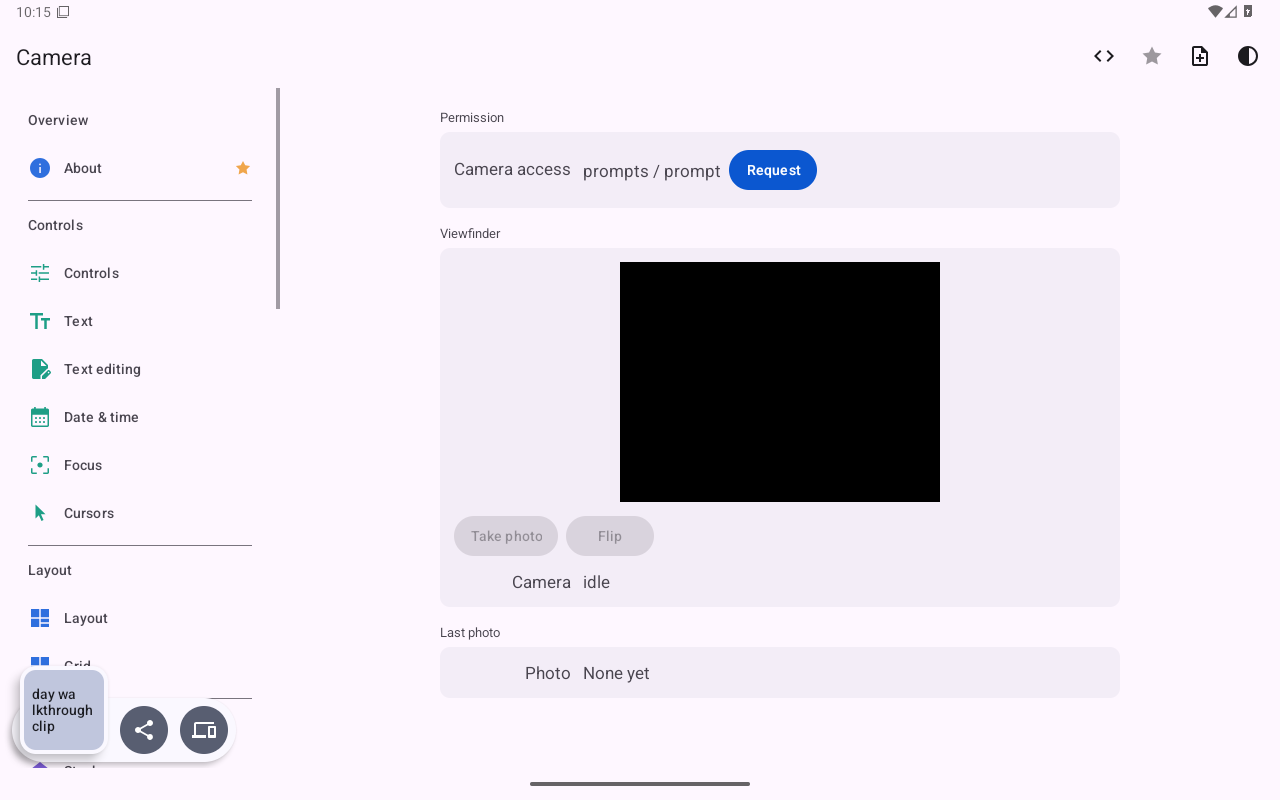Camera — Android (Material) · Tablet