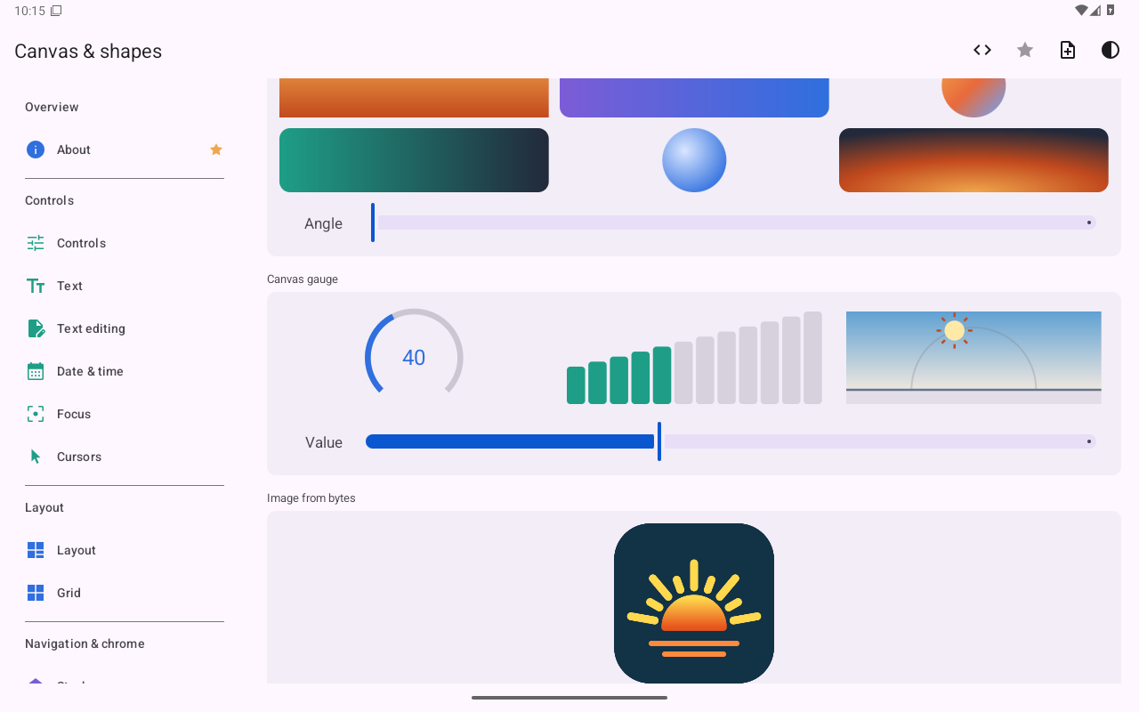 Canvas & shapes — Android (Material) · Tablet