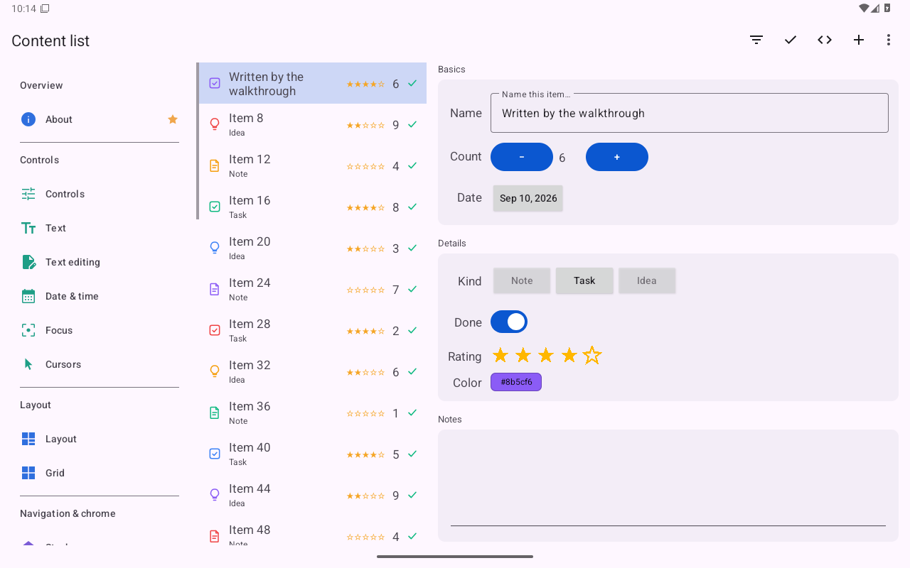 Content list — Android (Material) · Tablet