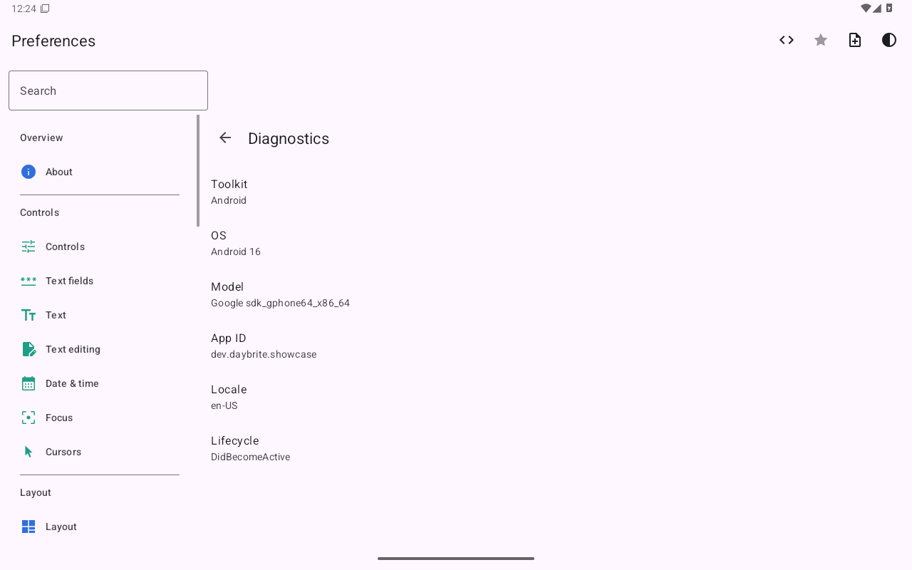 Diagnostics, Android Tablet