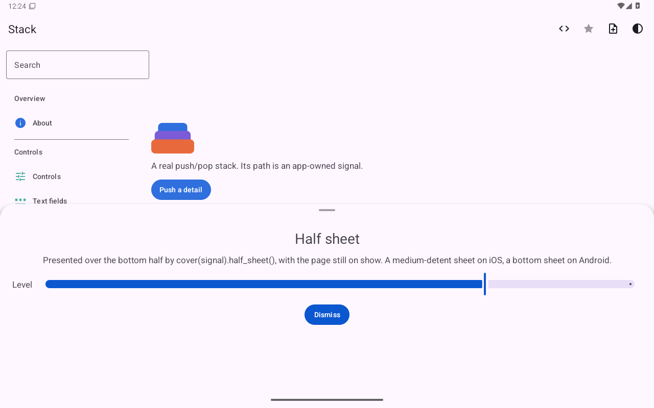 Stack · half sheet, Android Tablet