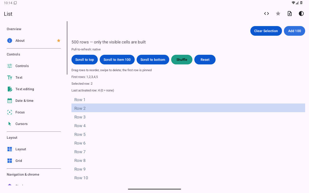 List — Android (Material) · Tablet