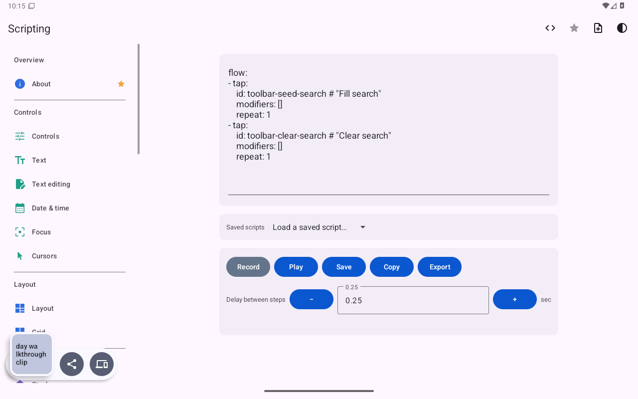 Scripting — Android (Material) · Tablet