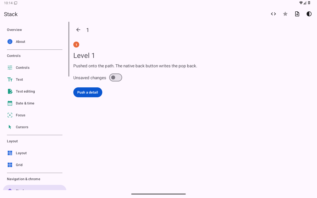 Stack — Android (Material) · Tablet