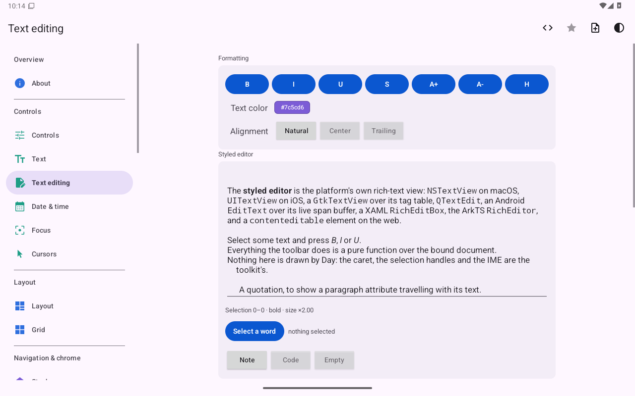 Text editing — Android (Material) · Tablet