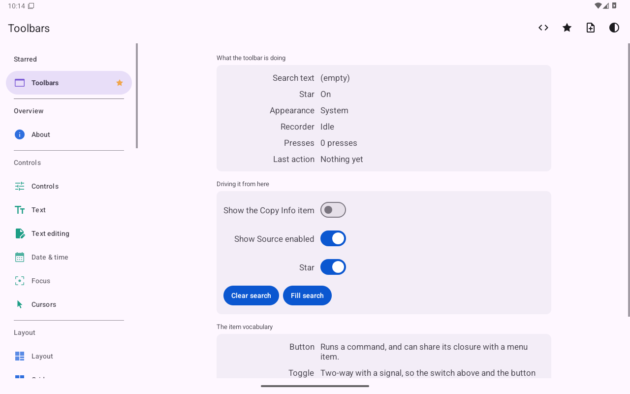 Toolbars — Android (Material) · Tablet