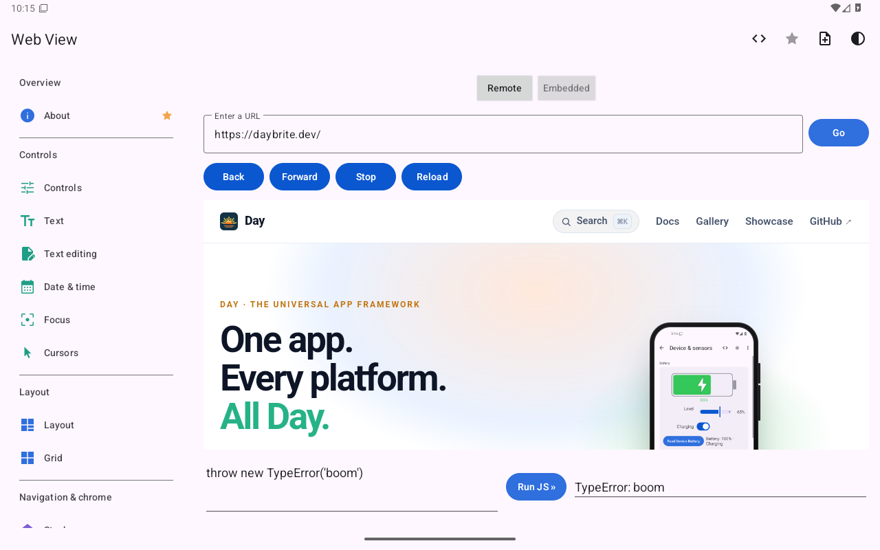 Web view — Android (Material) · Tablet