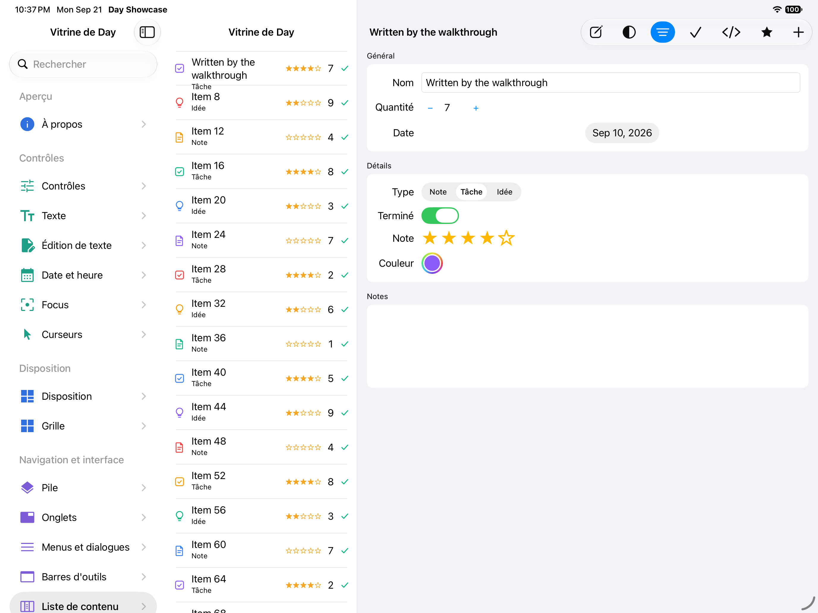 Liste de contenu — iOS (UIKit) · iPad