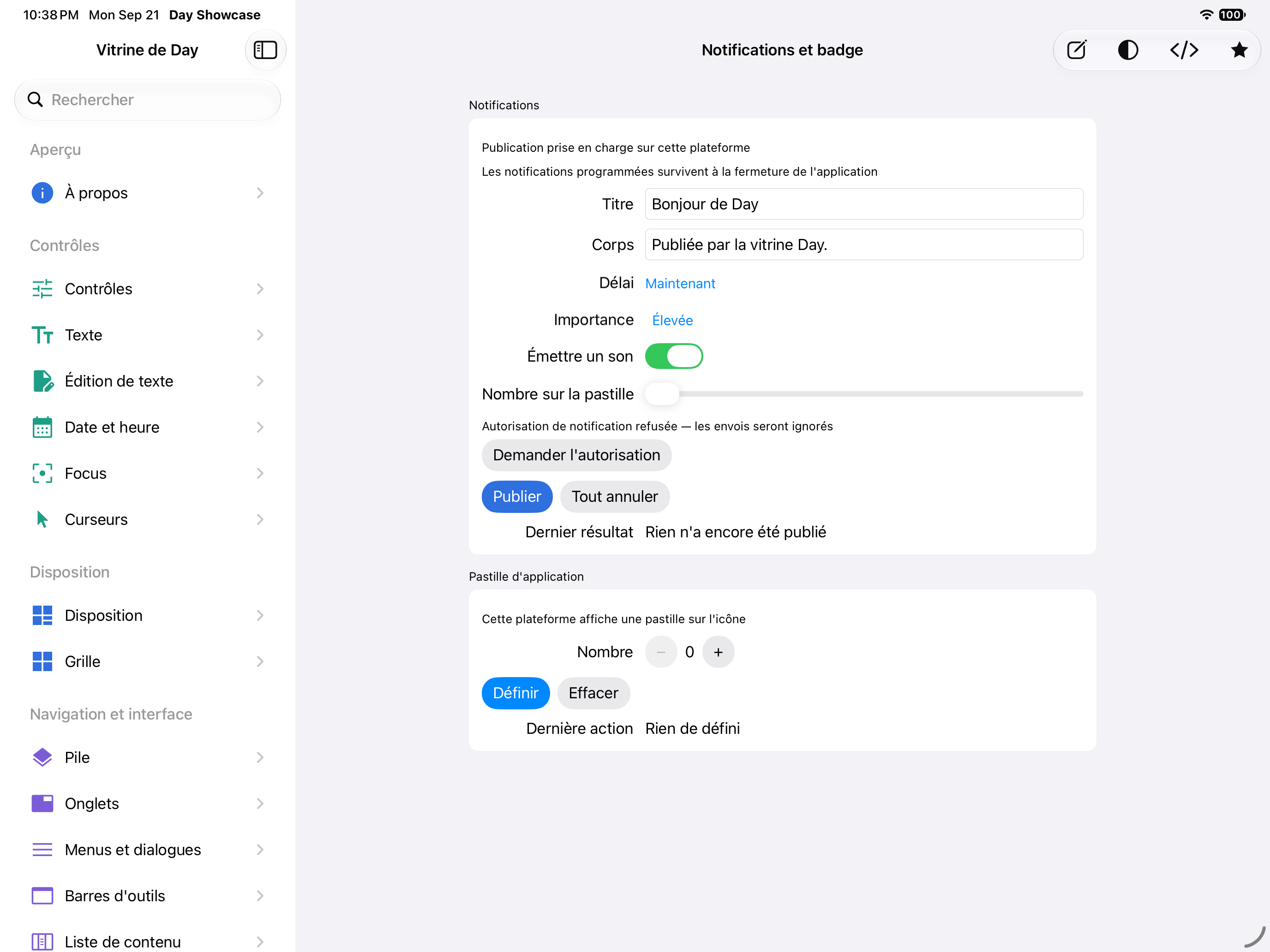 Notifications et badge — iOS (UIKit) · iPad
