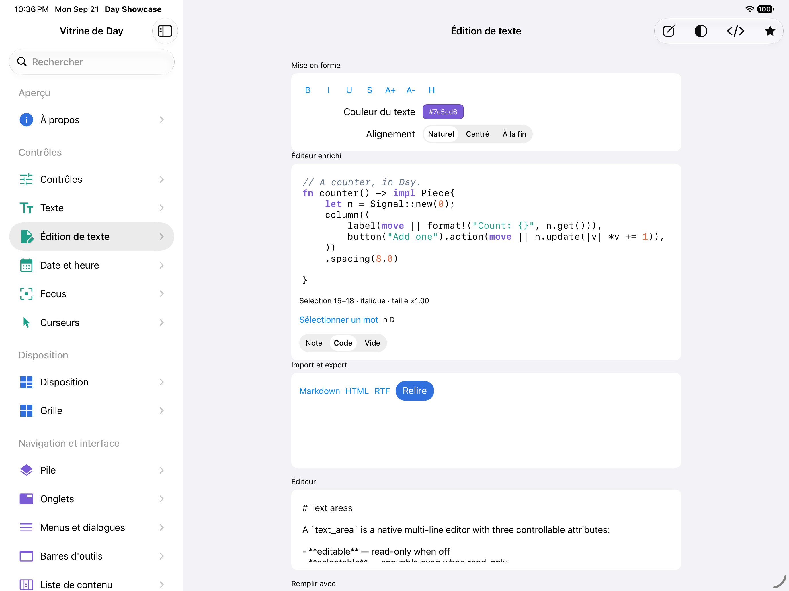 Coloration syntaxique en direct — iOS (UIKit) · iPad