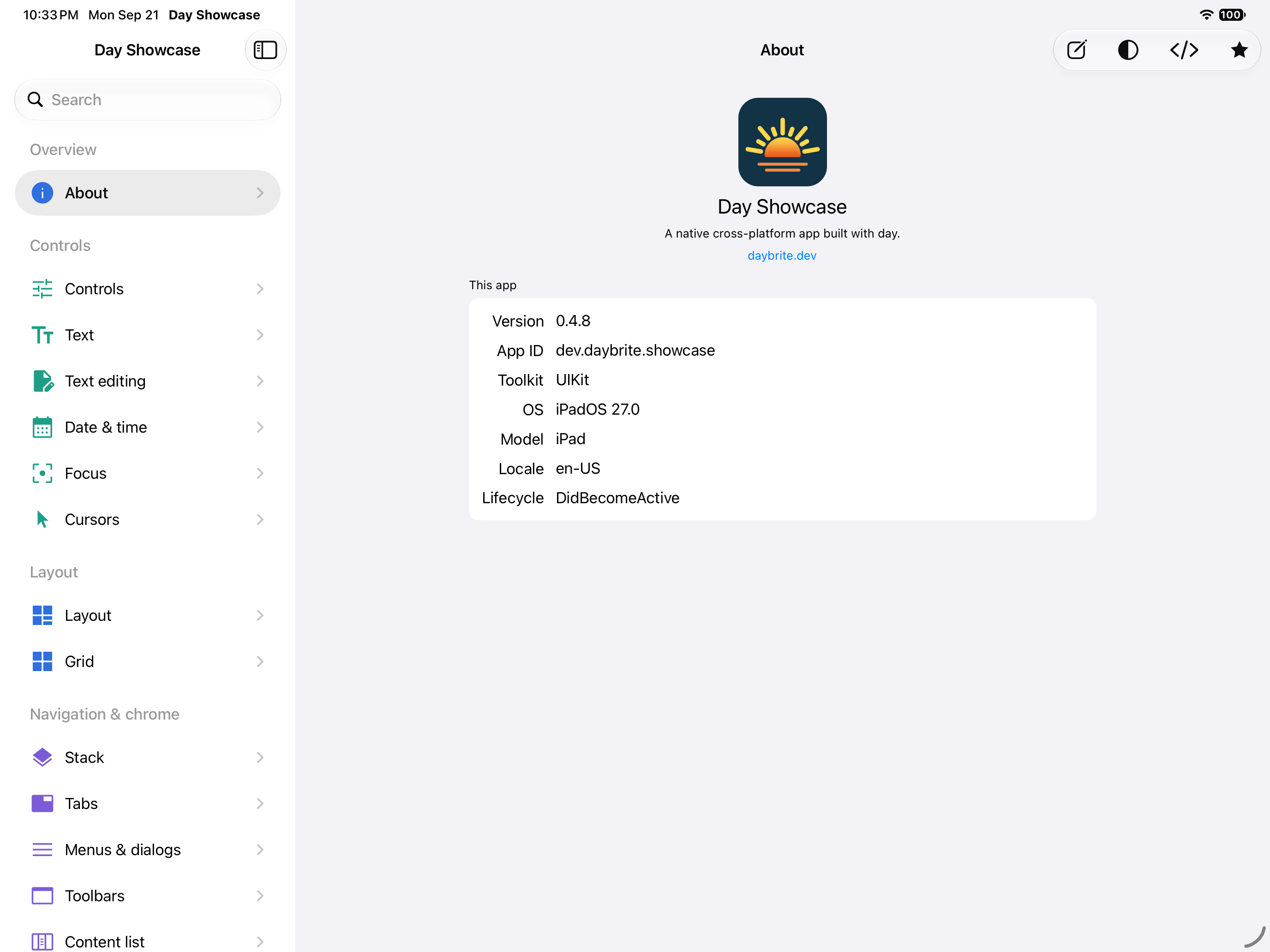 About, iOS iPad