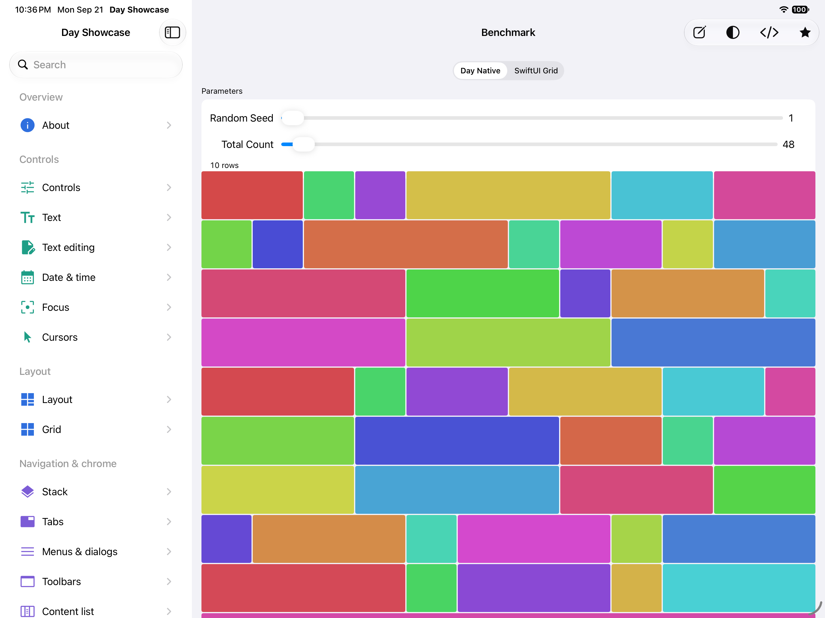Benchmark — iOS (UIKit) · iPad
