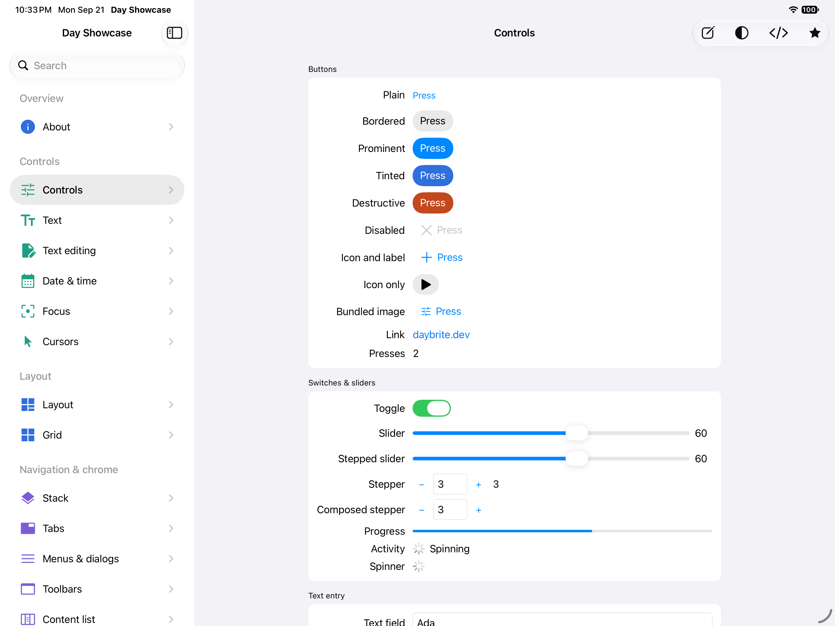 Controls — iOS (UIKit) · iPad