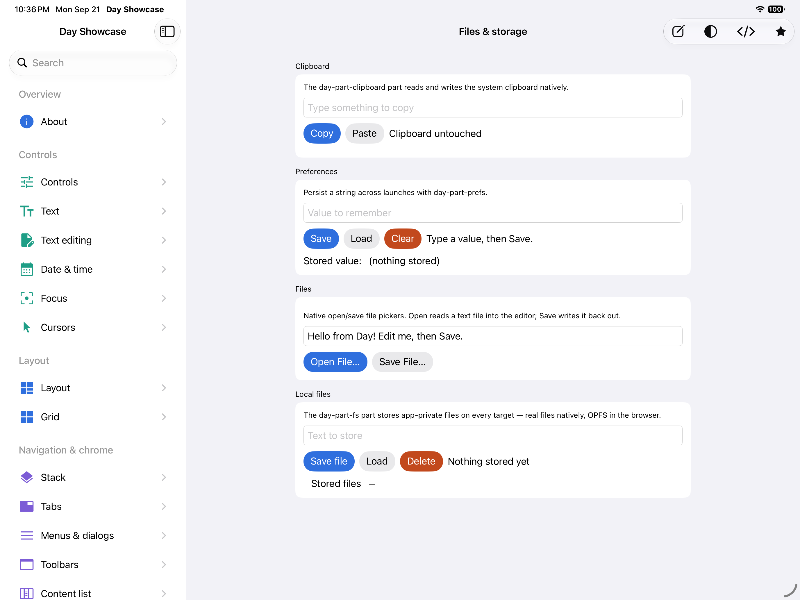 Files & storage — iOS (UIKit) · iPad
