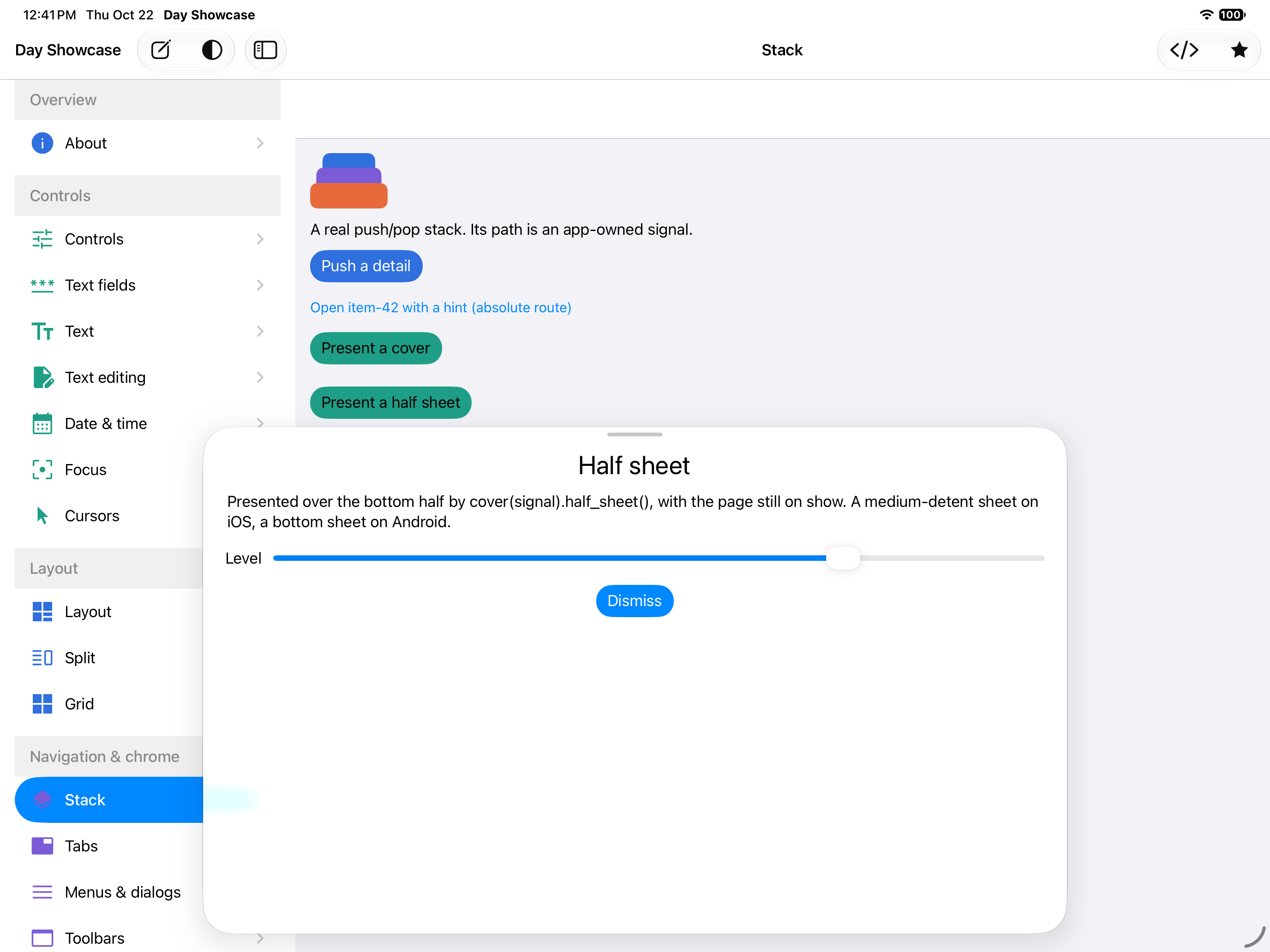 Stack · half sheet, iOS iPad