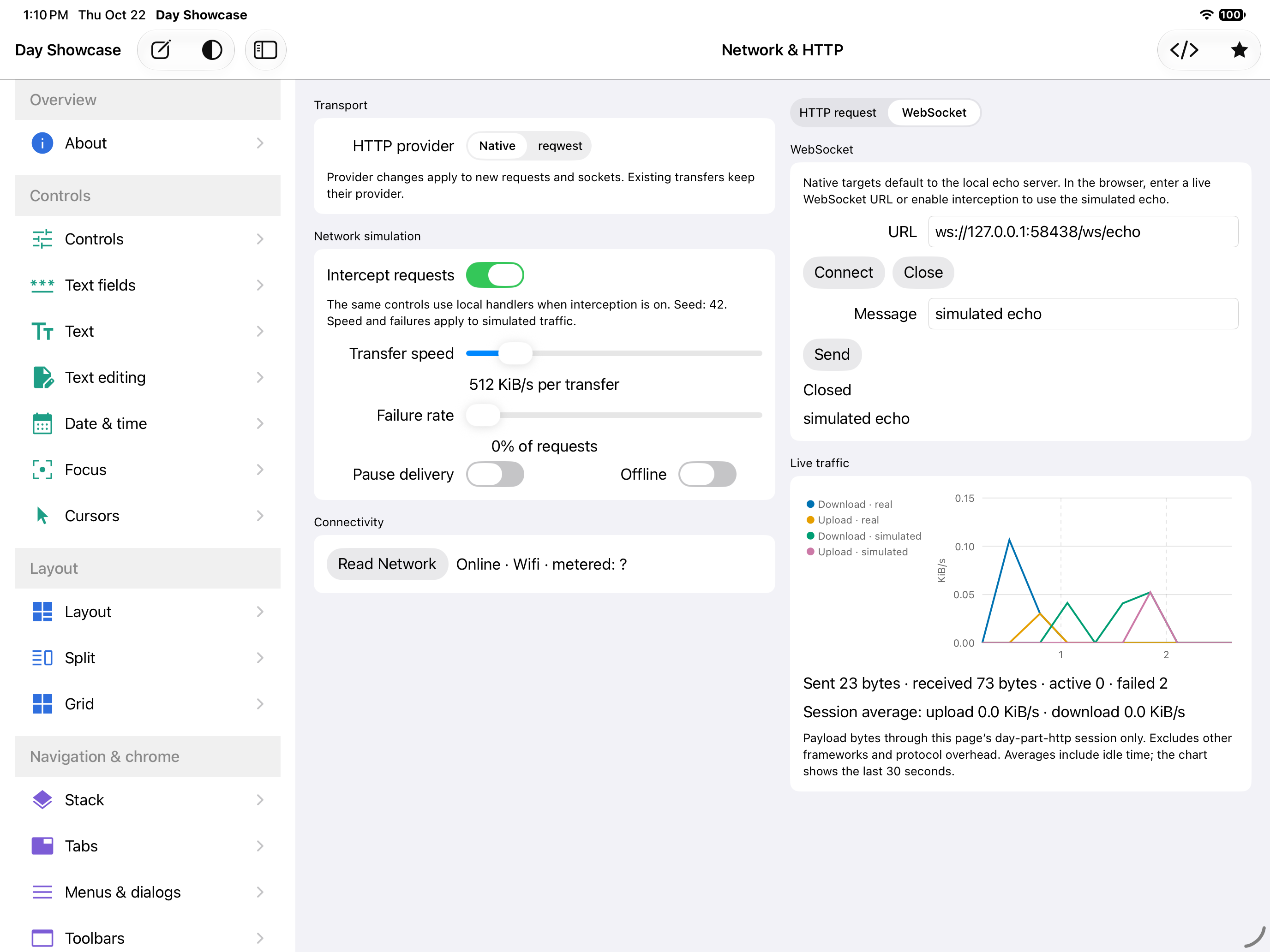 Network Simulation, iOS iPad