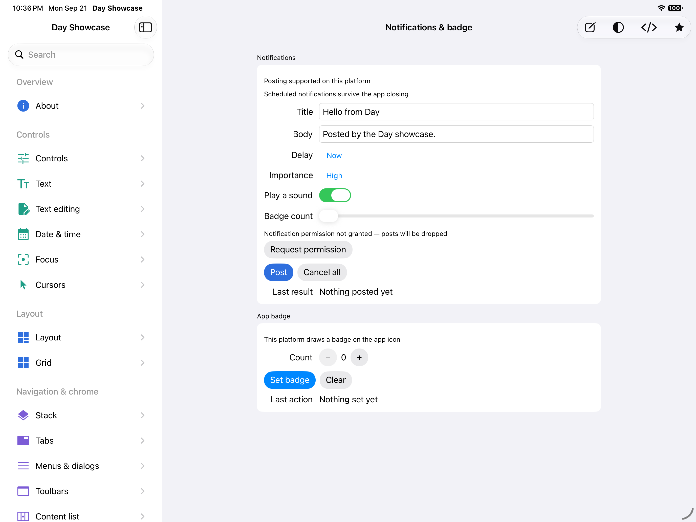 Notifications & badge — iOS (UIKit) · iPad