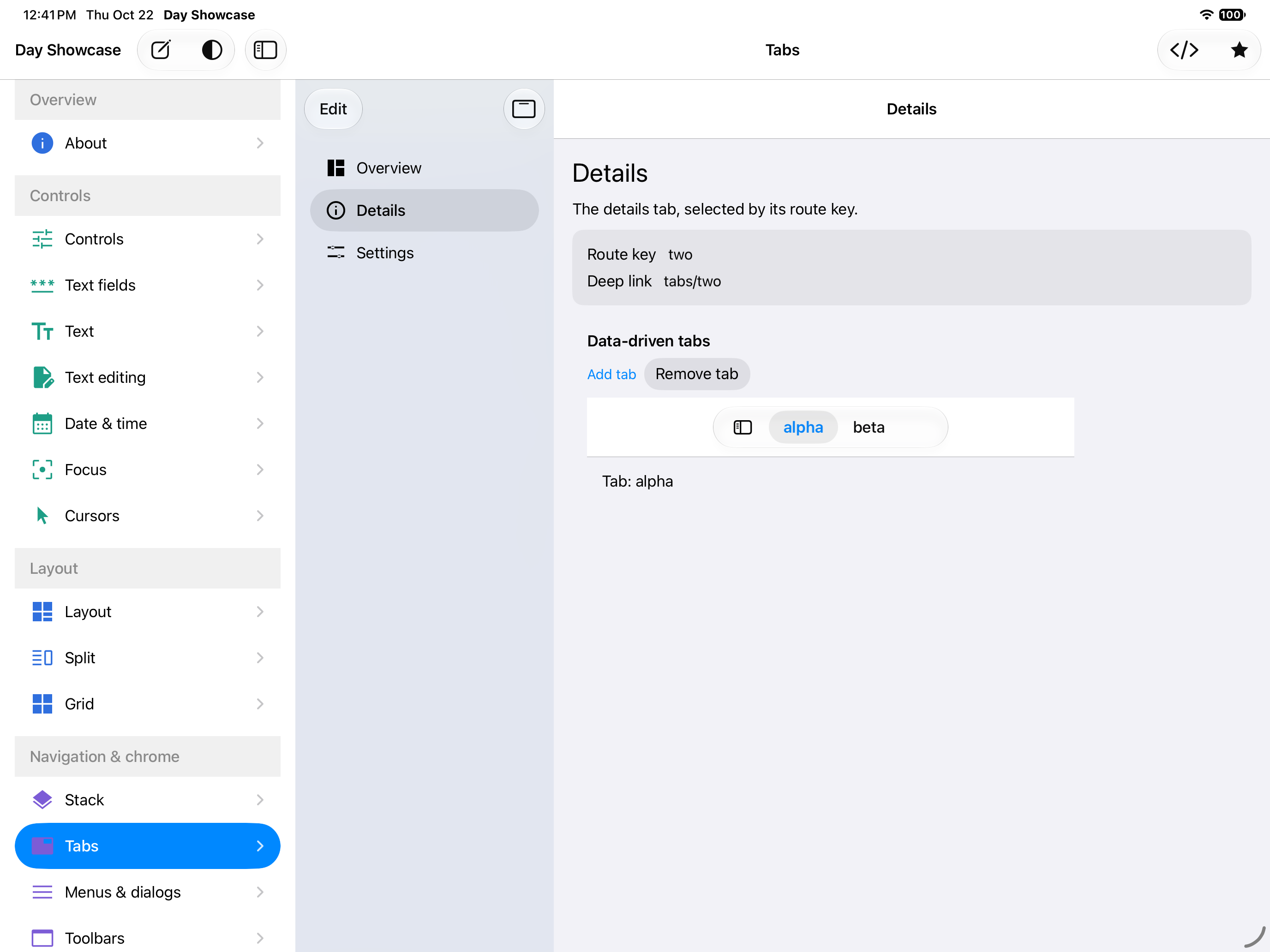 Dynamic tabs, iOS iPad