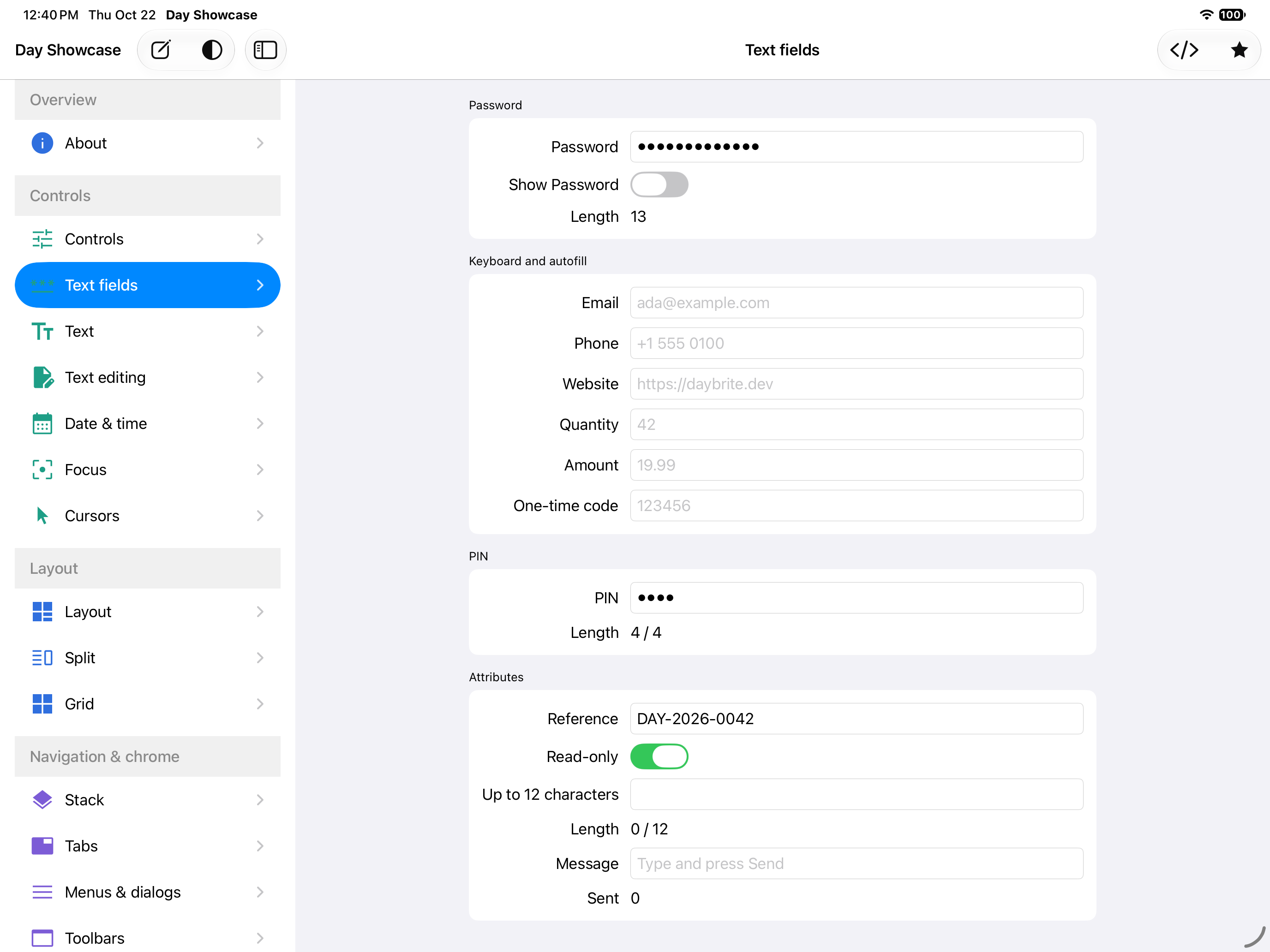 Text fields, iOS iPad