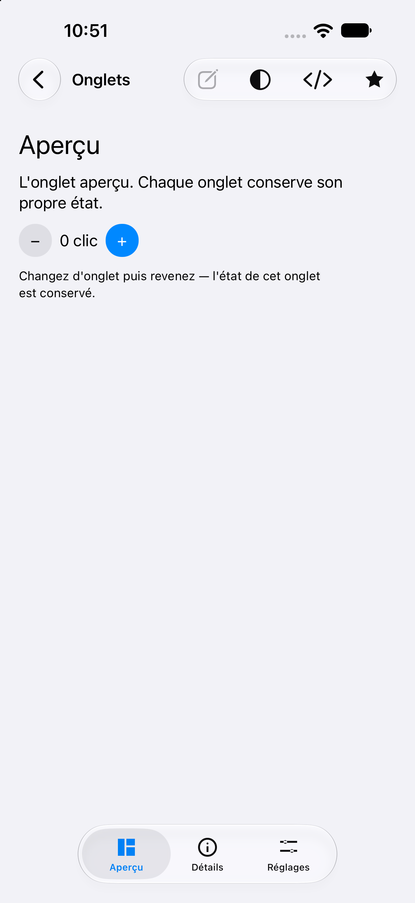 Onglets — iOS (UIKit) · iPhone