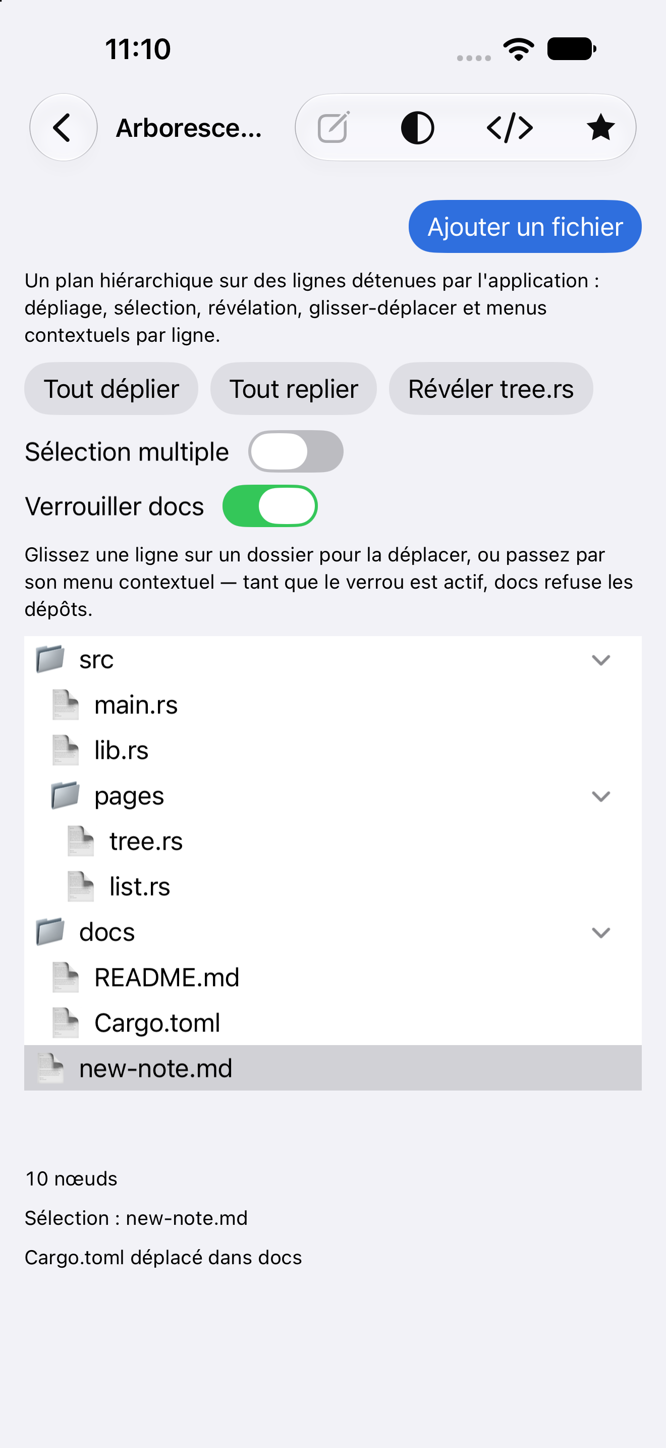 Arbre · après les déplacements — iOS (UIKit) · iPhone