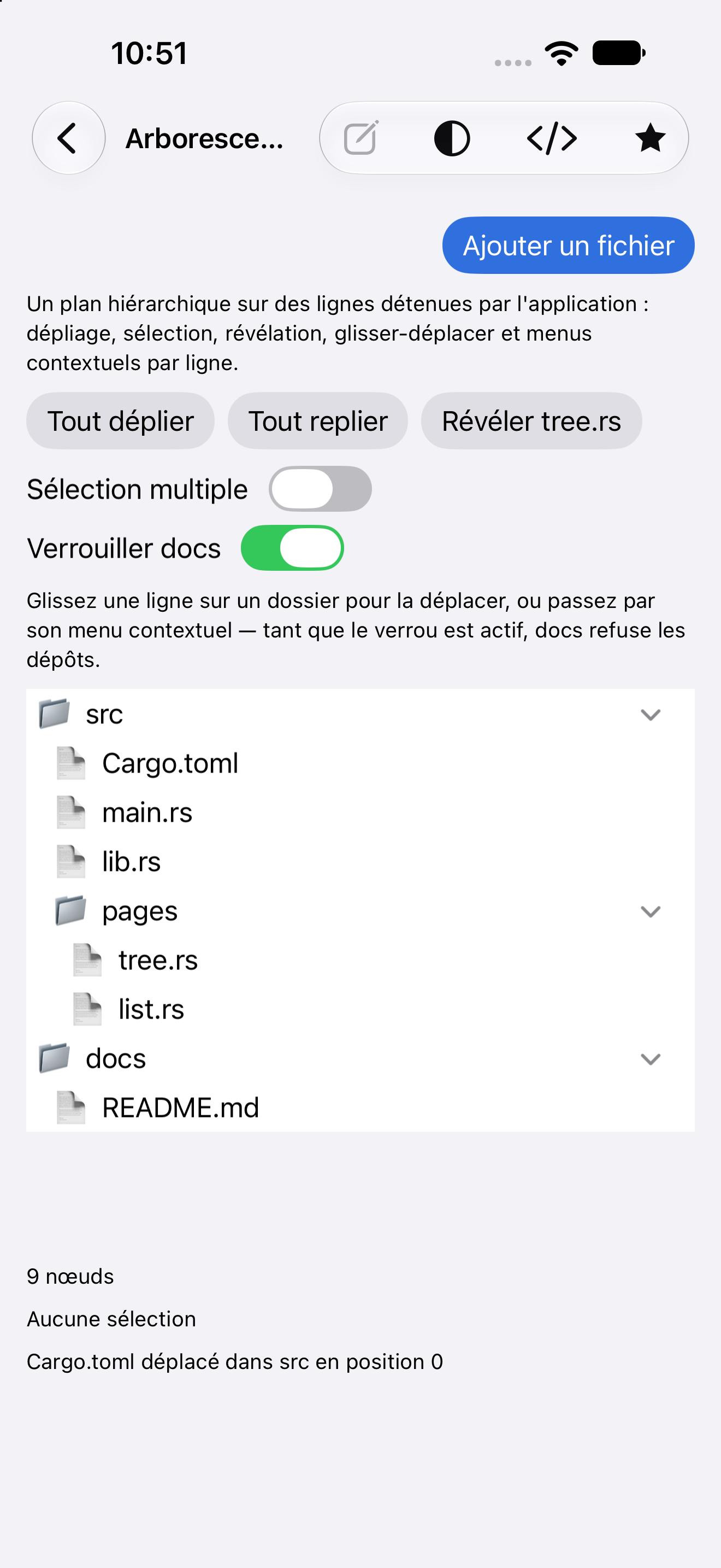 Arborescence — iOS (UIKit) · iPhone