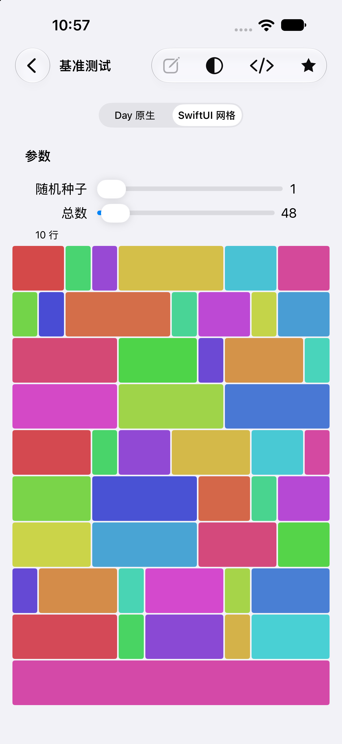 基准测试 · SwiftUI — iOS (UIKit) · iPhone