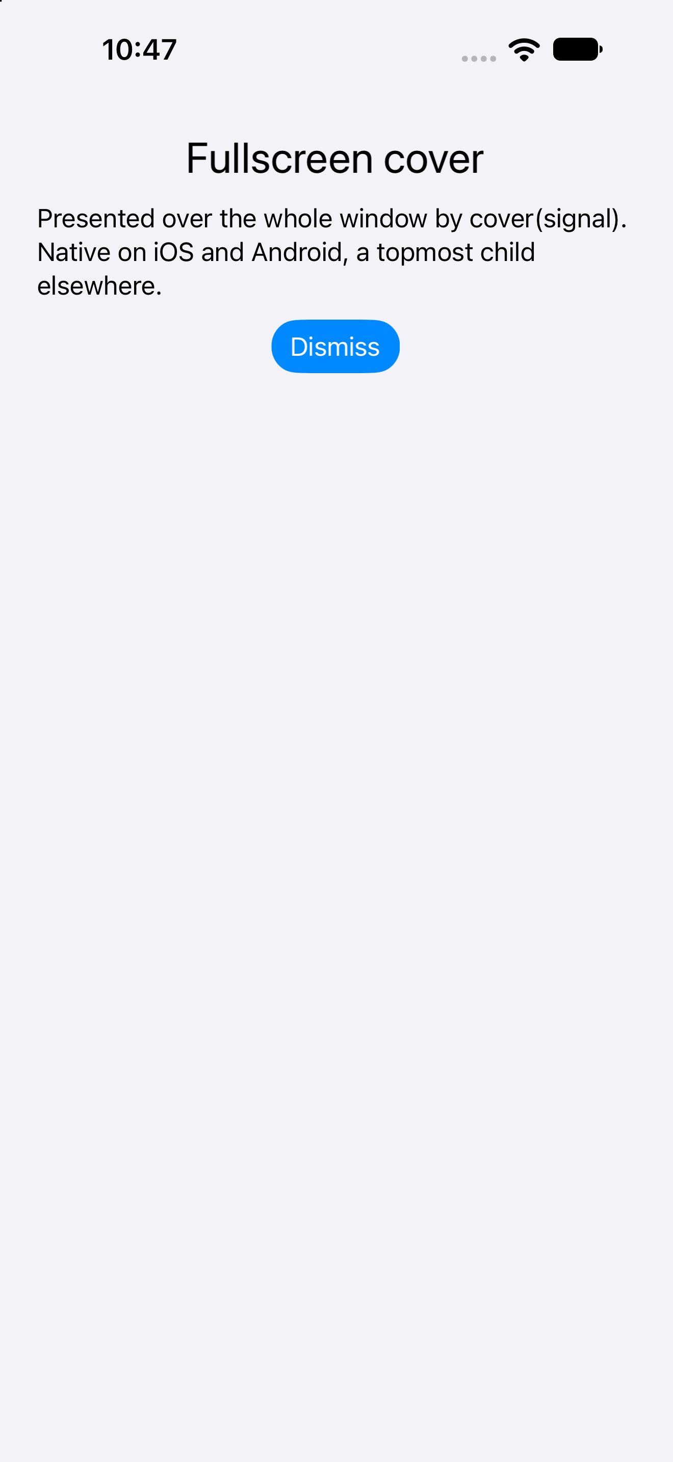Stack · fullscreen cover — iOS (UIKit) · iPhone