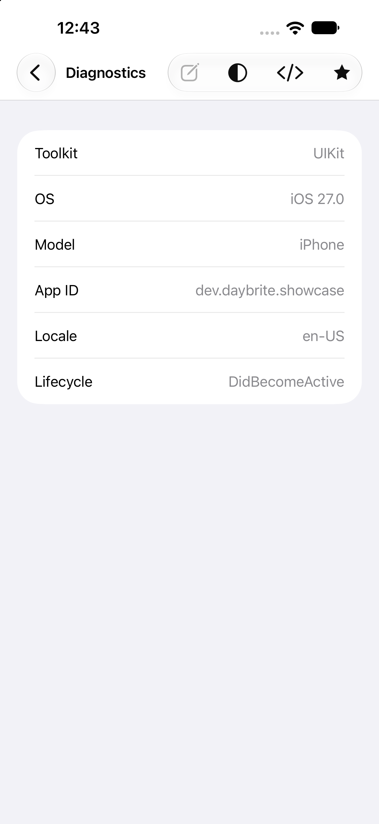 Diagnostics, iOS UIKit