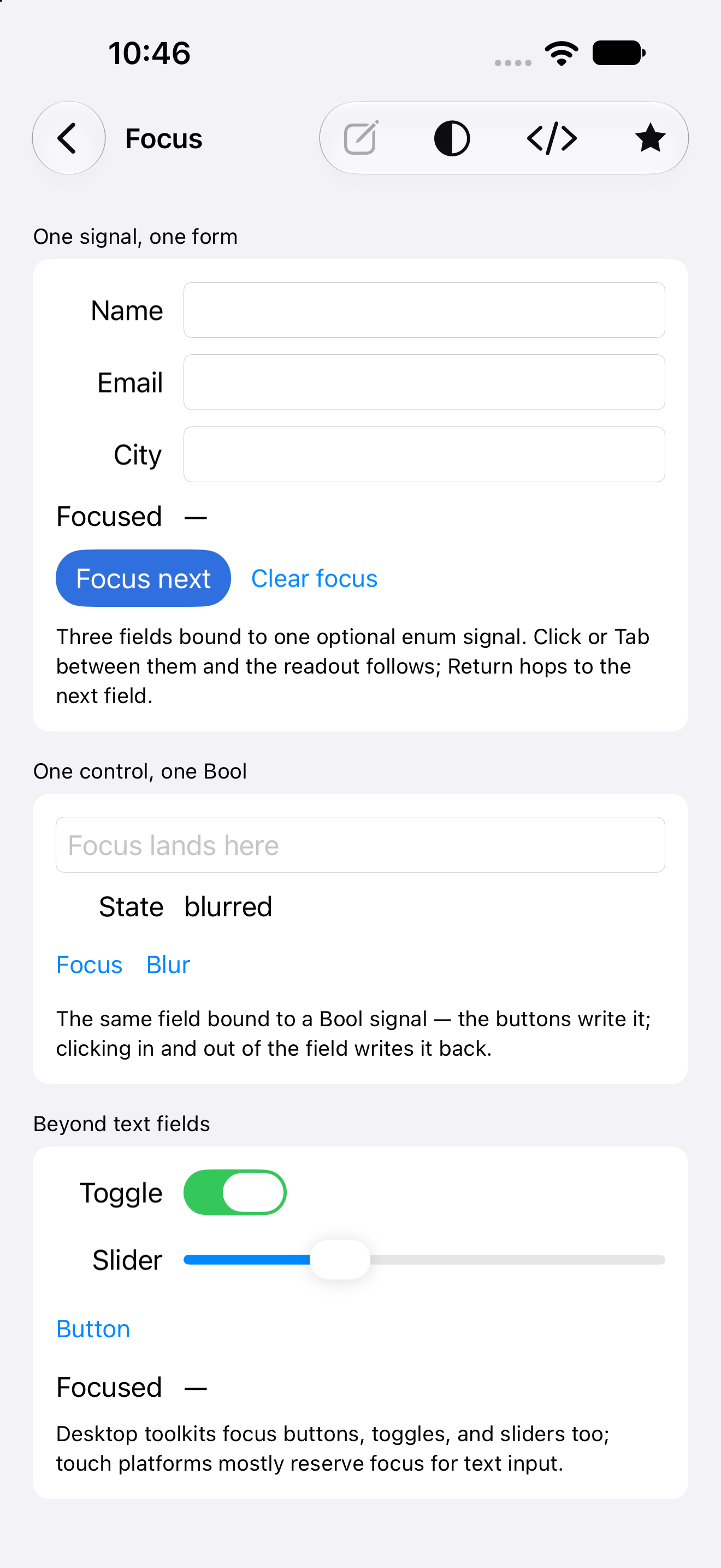 Focus — iOS (UIKit) · iPhone