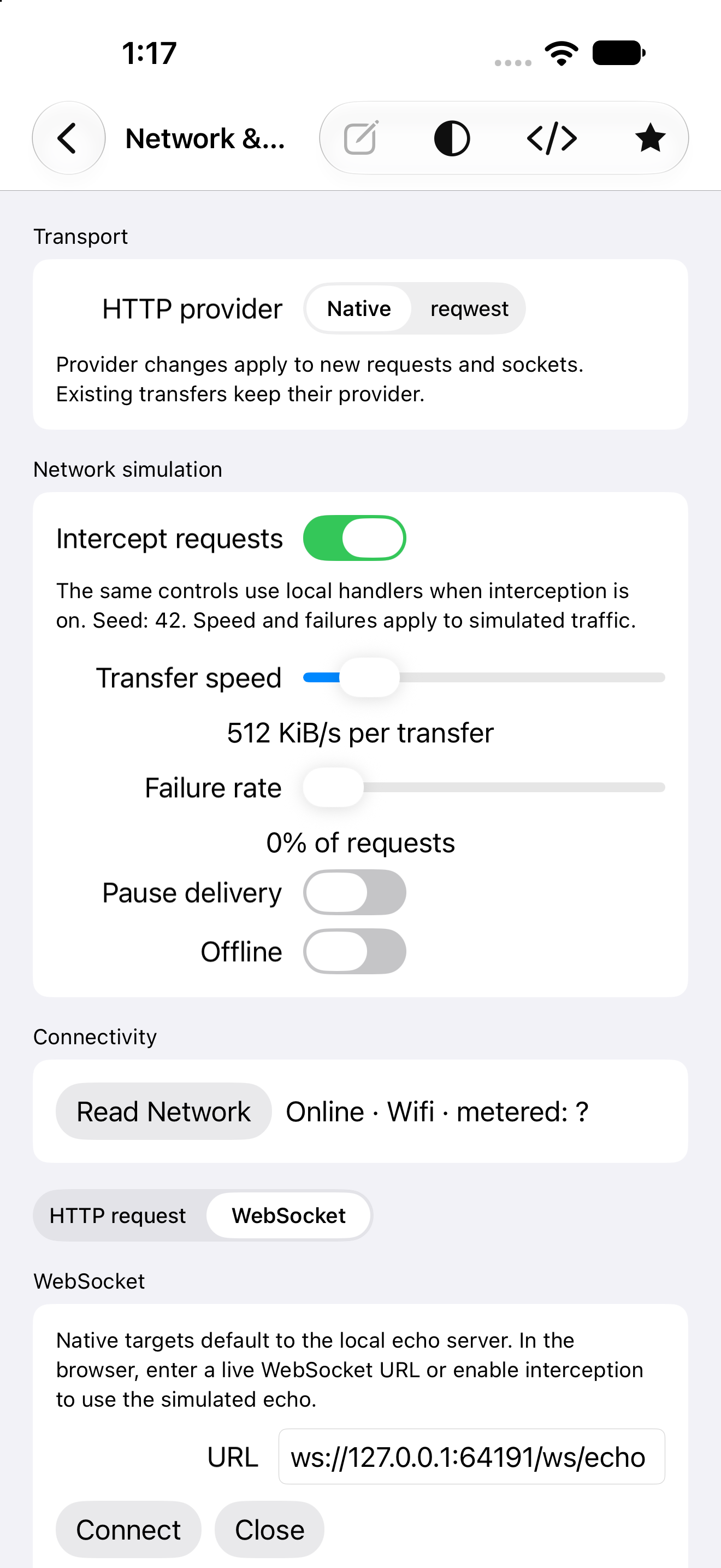Network Simulation, iOS UIKit
