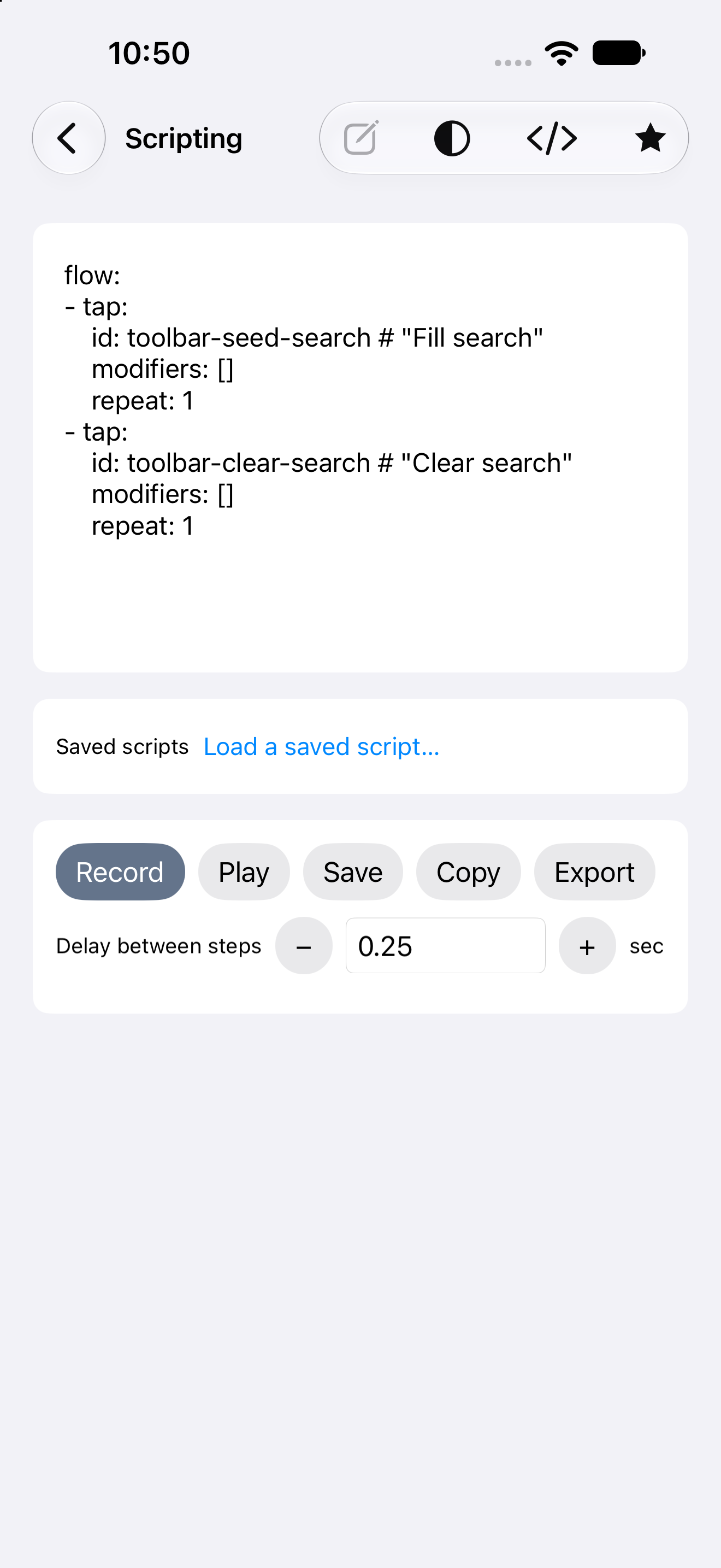 Scripting — iOS (UIKit) · iPhone